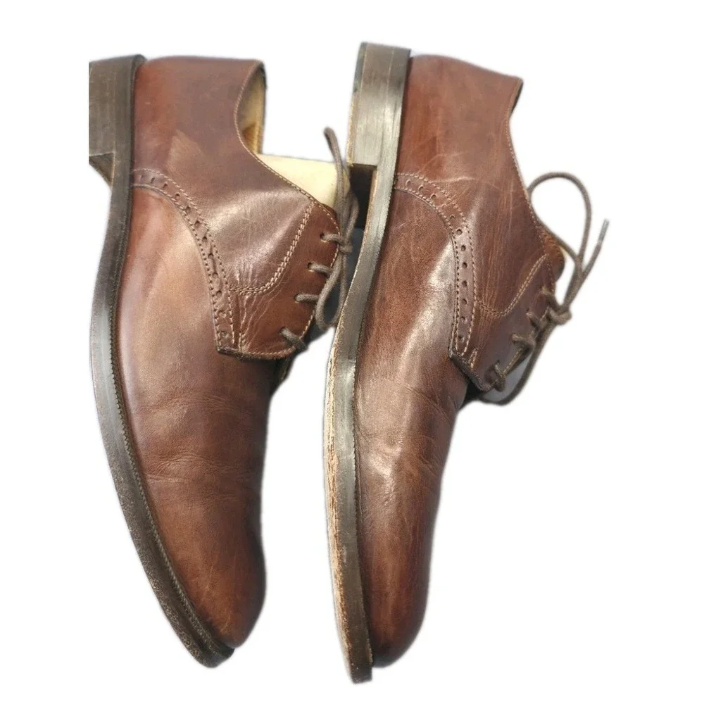 Vito Rufolo Men's Size 8.5 M Brown Dress Derby Lace Up Shoes,  Italy  Leather